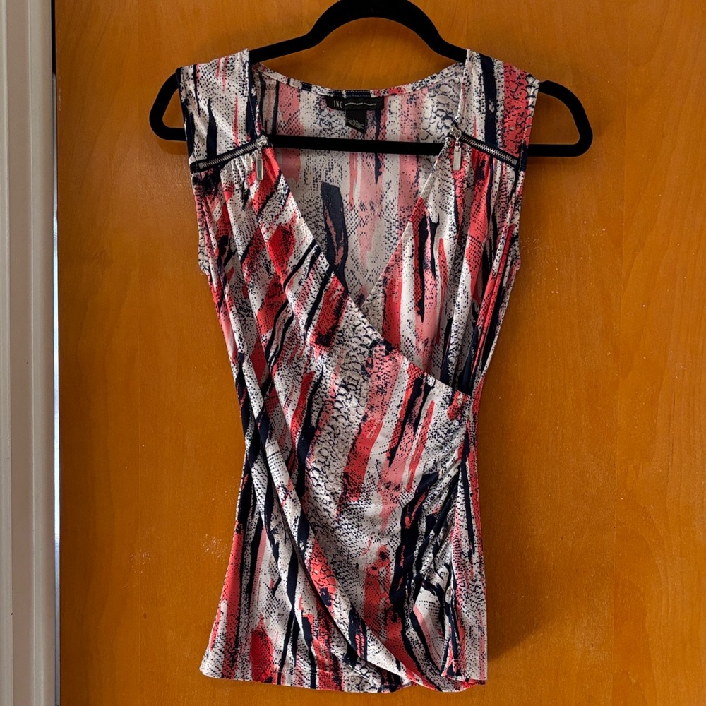 INC International Concepts Pink and Black Sleeveless Blouse